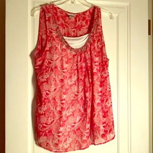 NWOT Embellished silk tank with cami